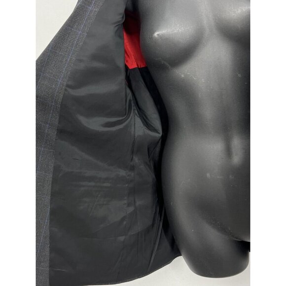 Hugo Mens Gray Checkered Two-Button Blazer Size 38 S 38S Lined Work Pockets New - Picture 9 of 11